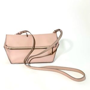 J. Crew pale pink leather fold over crossbody handbag